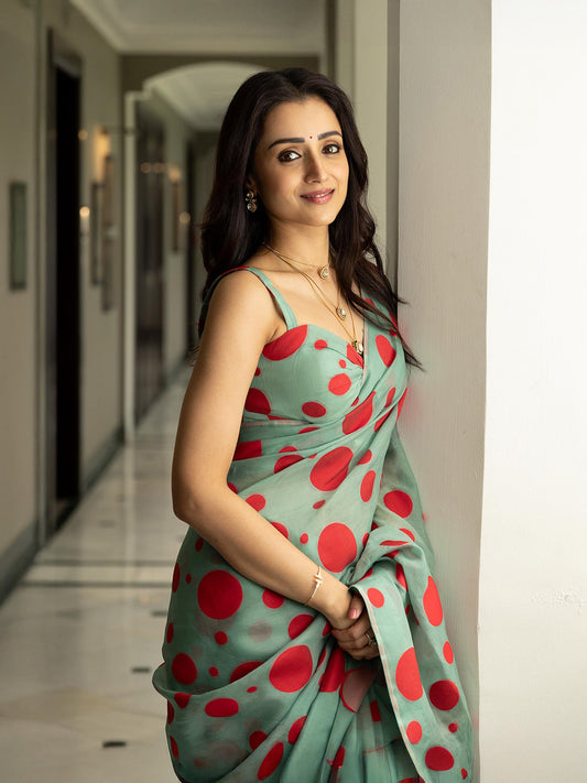 Teal Confetti Saree