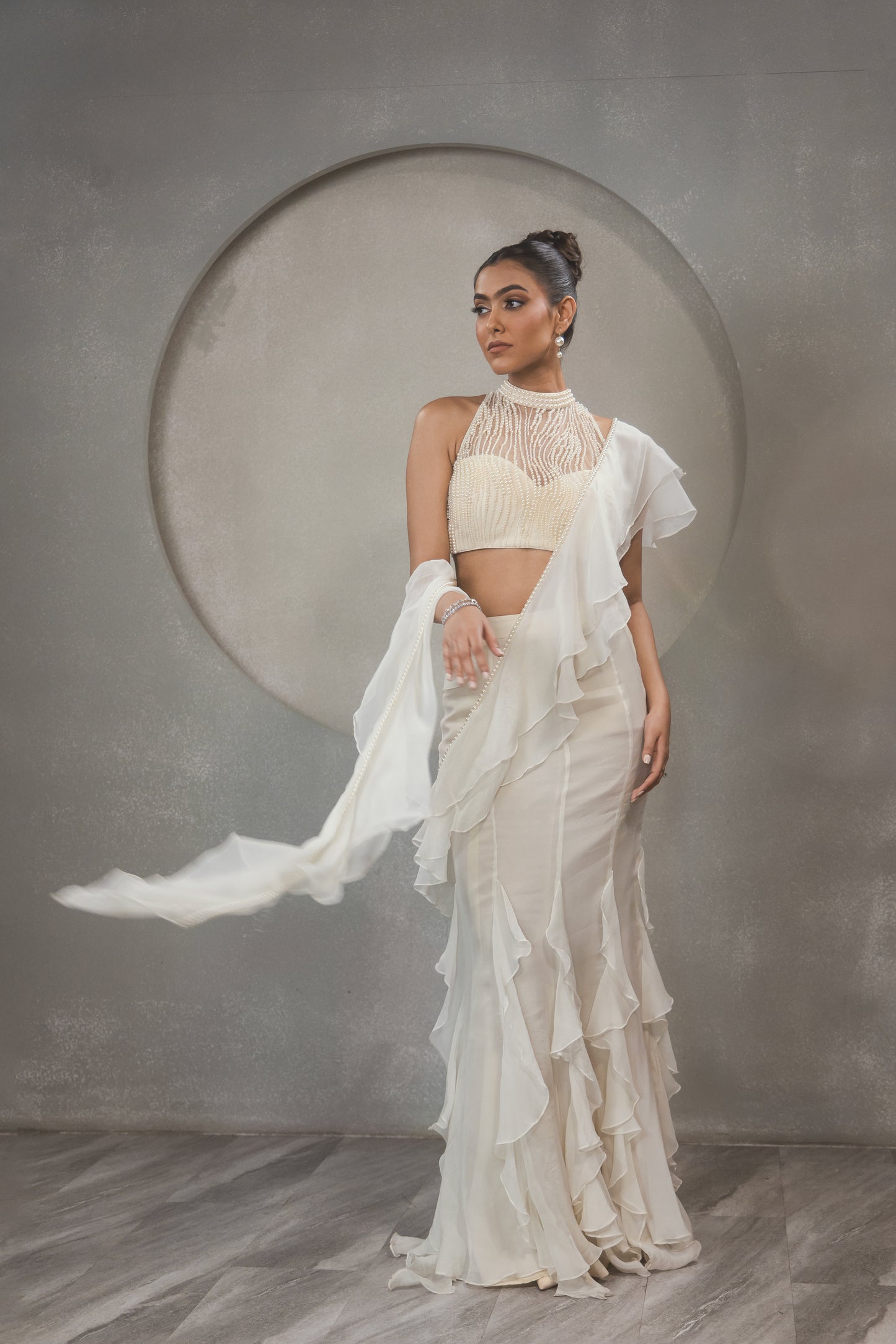 Pearl Ruffle Saree