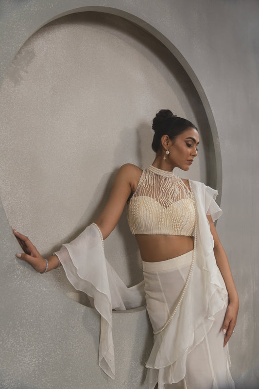 Pearl Ruffle Saree