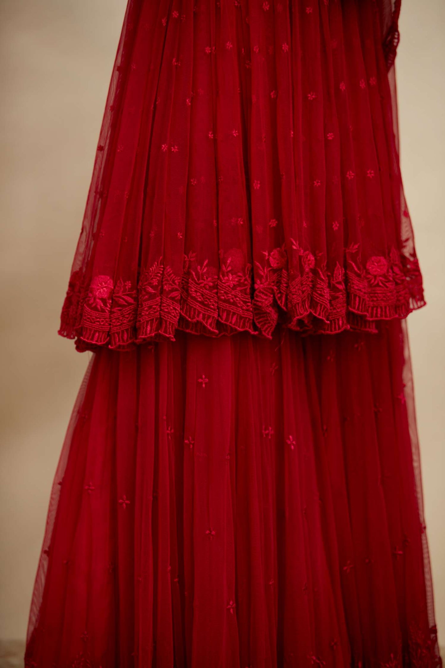 Caramine Threadwork Peplum Sharara Set