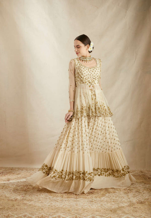 Off White Boot Peplum With Sharara