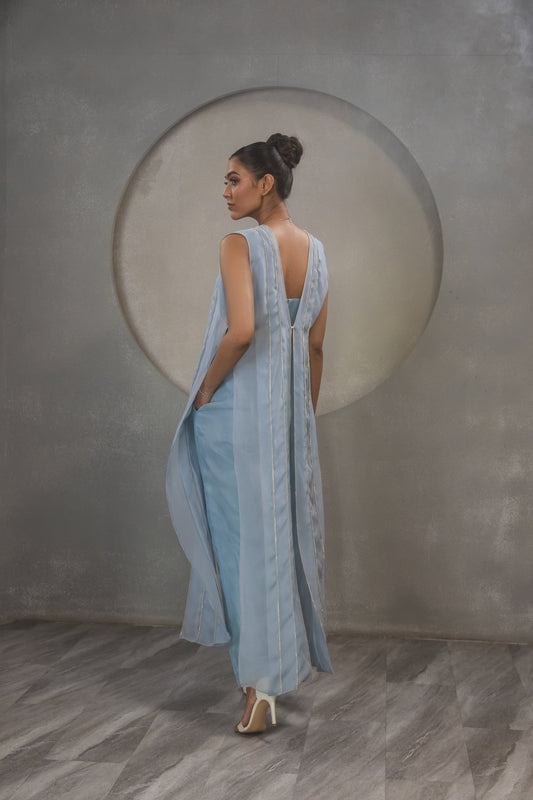 Blue Open Jacket with Pant