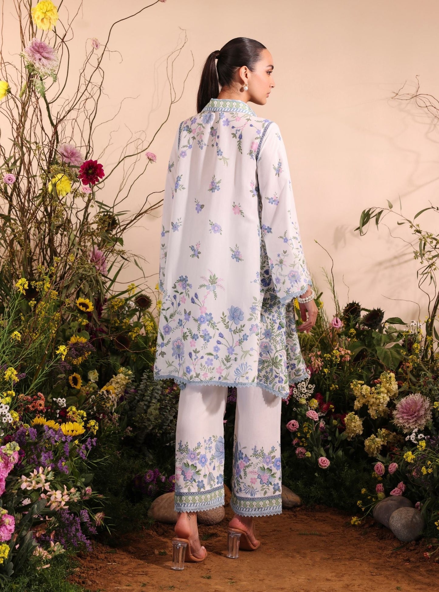Niamh Lawn Printed White Co-ord Set