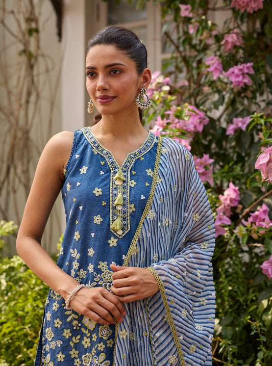 Mava Denim Kurta Set