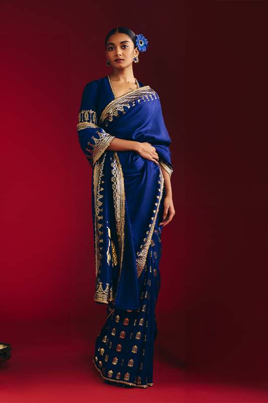 Navy Blue Amber Arches Saree
