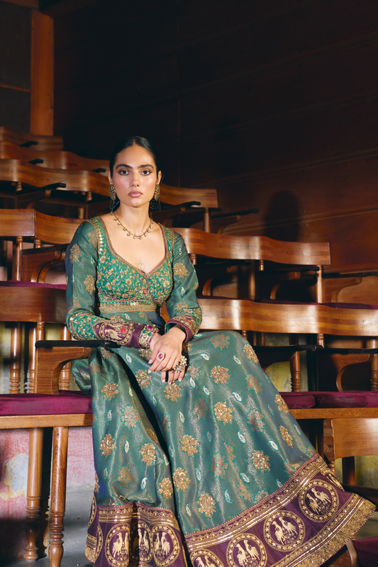 Mādhurya Līlā teal anarkali set