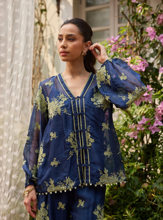 Suhaani Organza Navy Co-ord Set