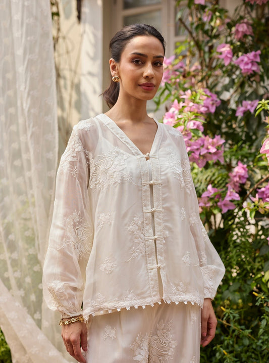 Suhaani Organza Off White Co-ord Set