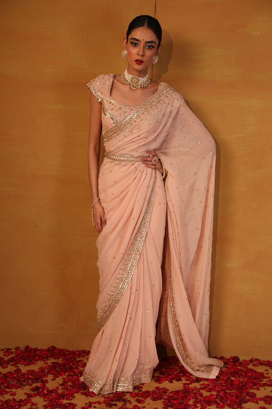 Blush Pink Georgette Saree