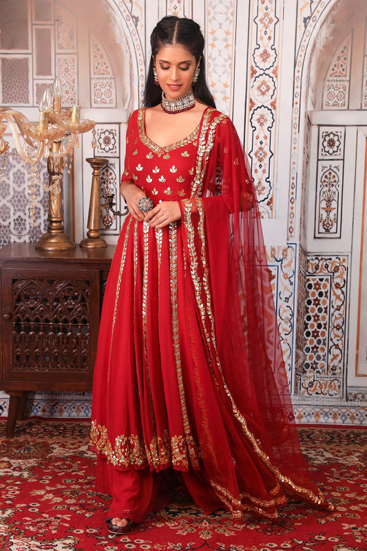Red Anarkali set