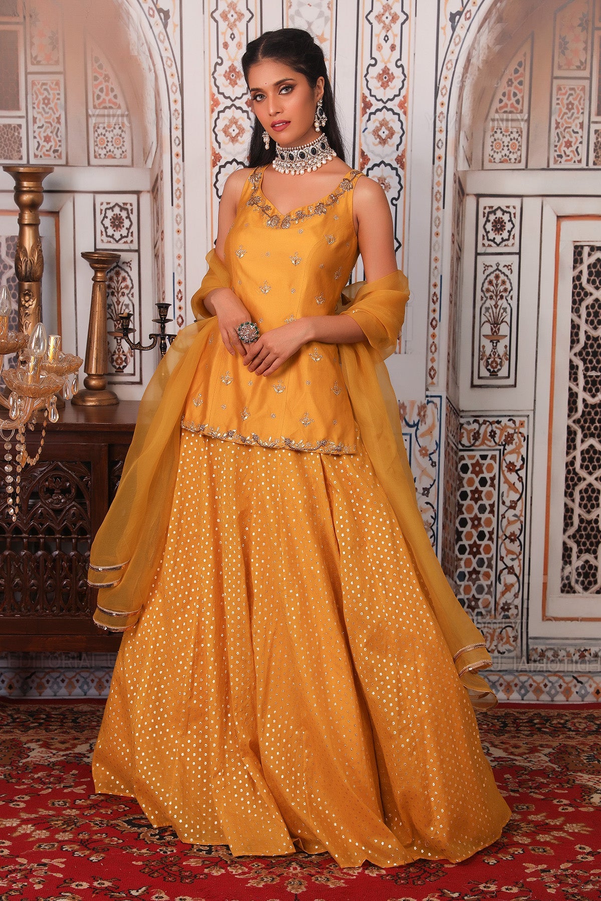 Champagne Anarkali set