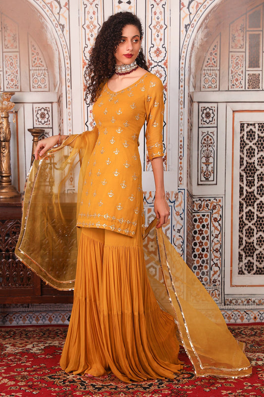 musturd sharara set