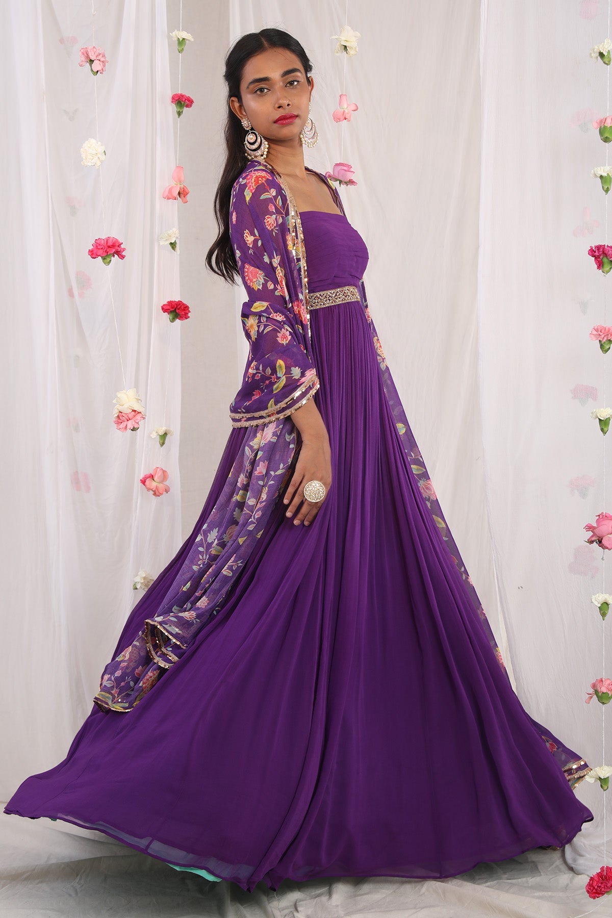 Draped purple anarkali