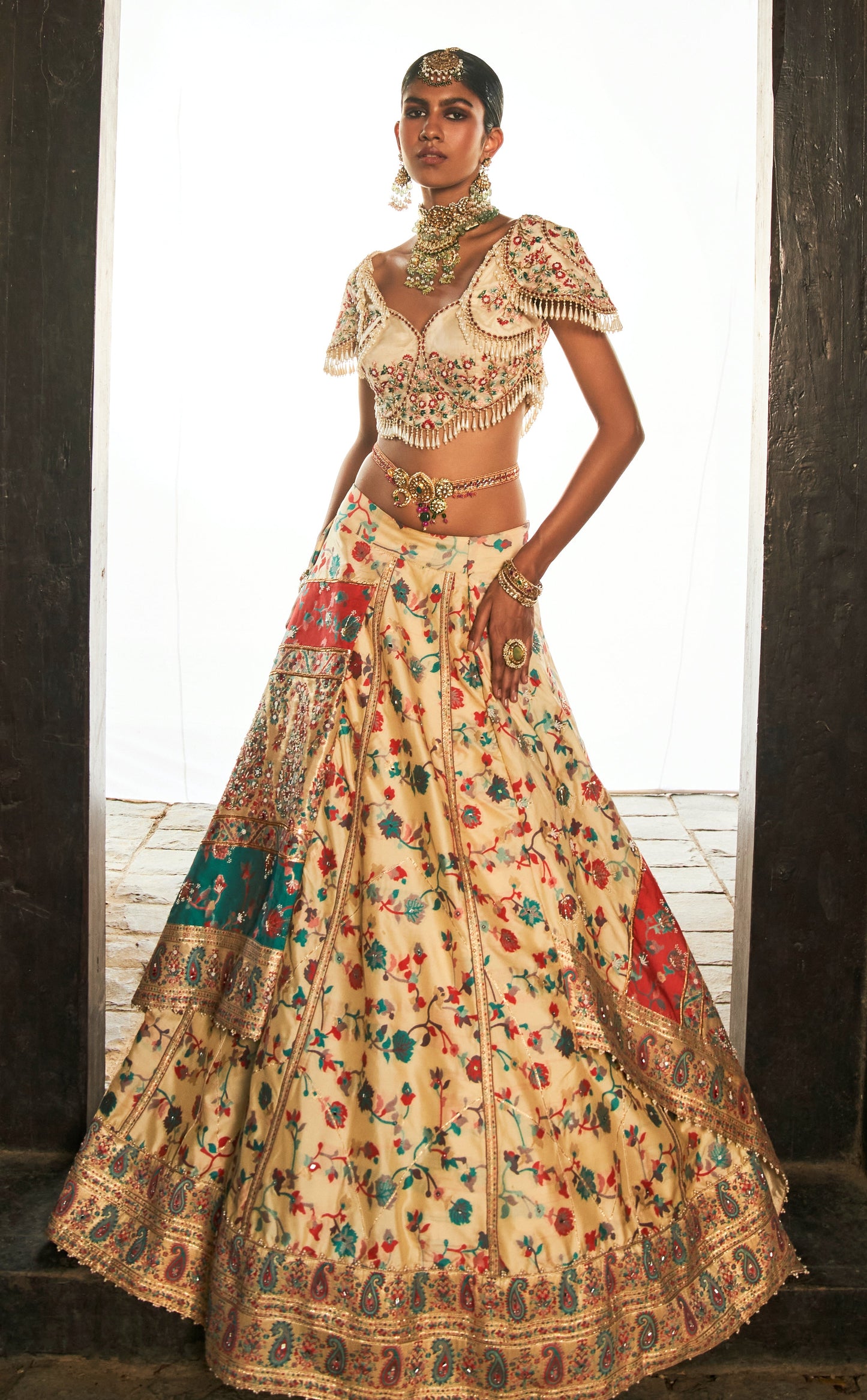 Ivory kani Embroidered Lehenga