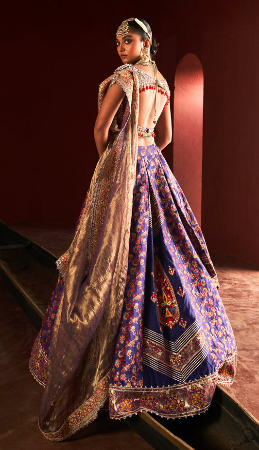 Purple kani Embroidered Lehenga