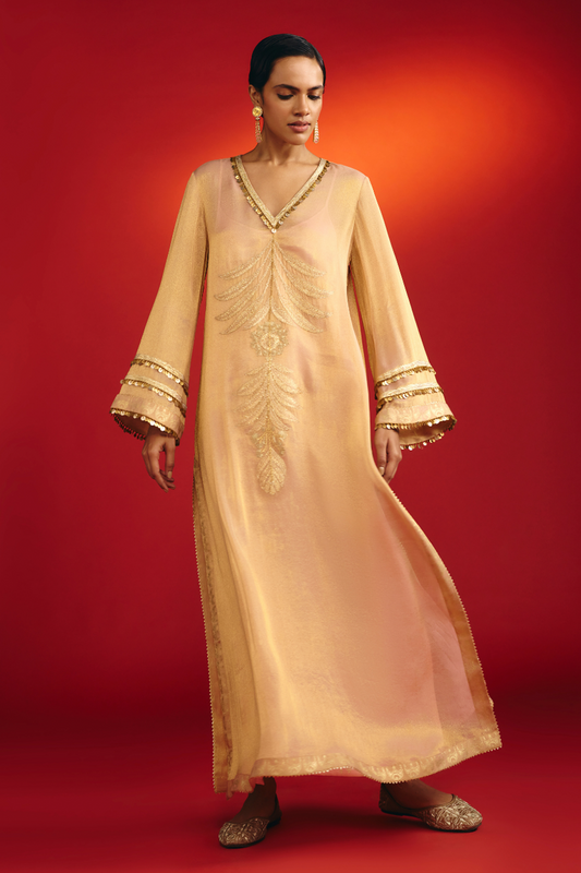 Baby Pink Moonfield Embroidered Kaftan
