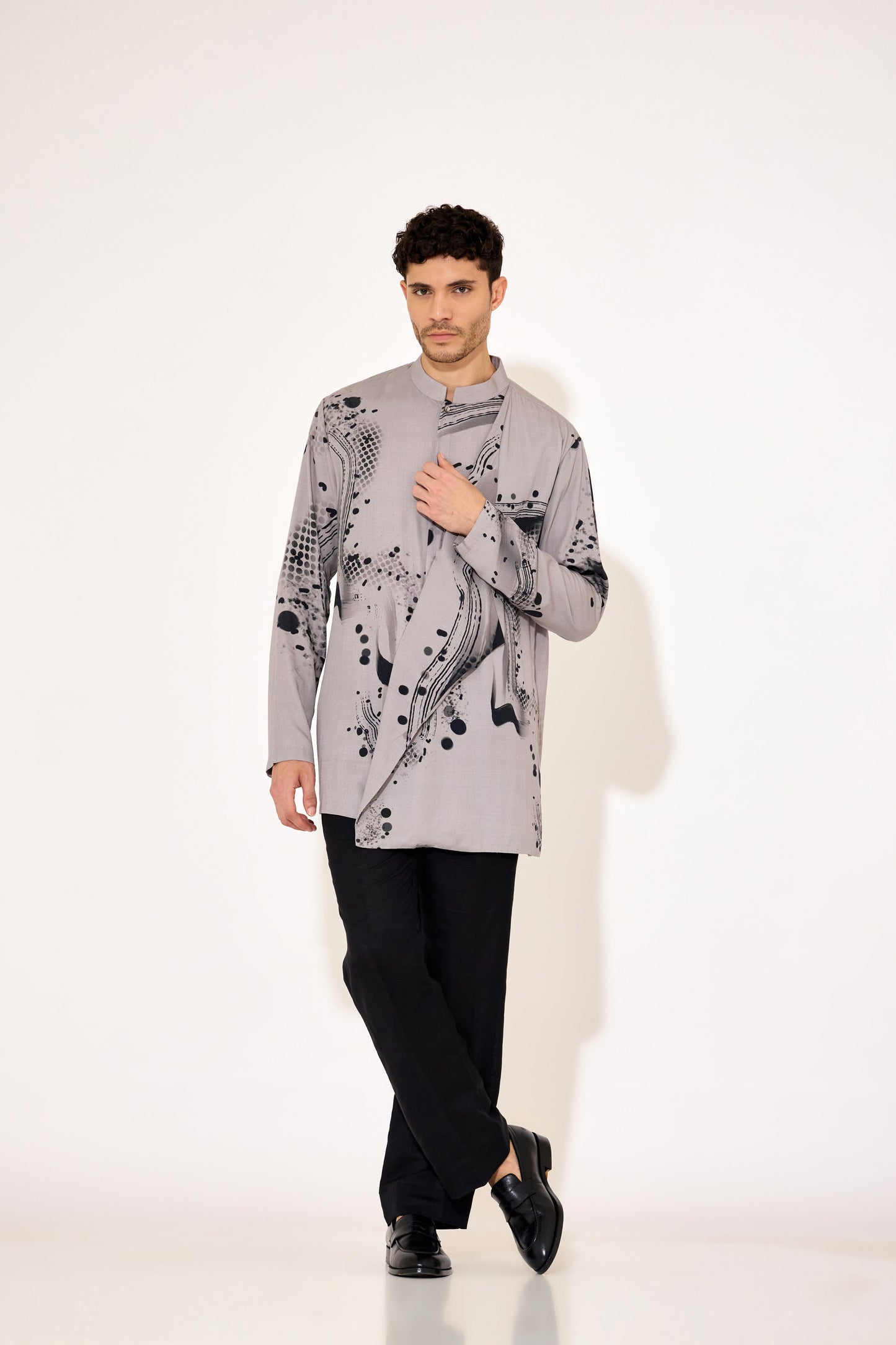 Grey Drape Shirt