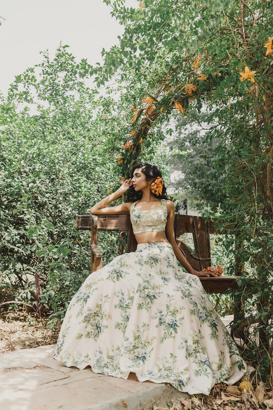 Pink Floral Lehenga Set
