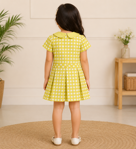 Lemon yellow Peter Pan collar dress