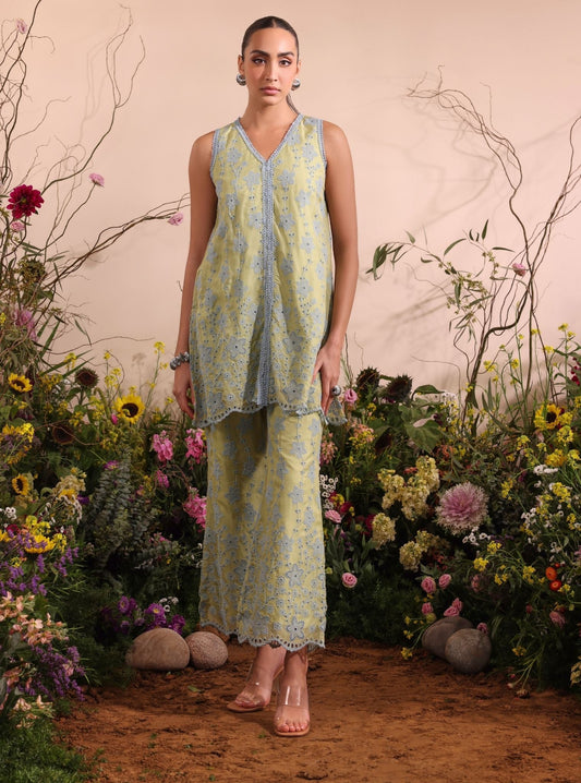 Viggo Organza Lime Co-ord Set