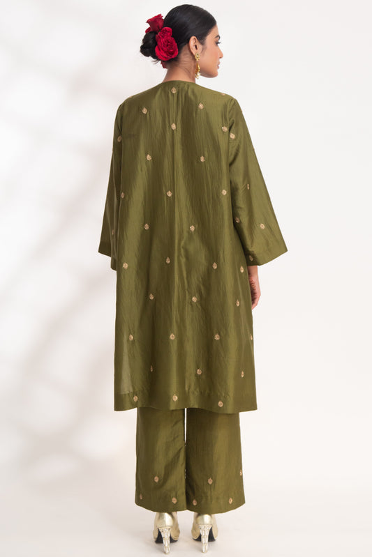Ojal Kurta Set Henna Green