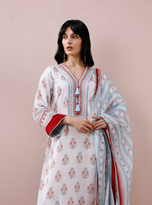 Zela Lawn Printed Off-White Kurta Set