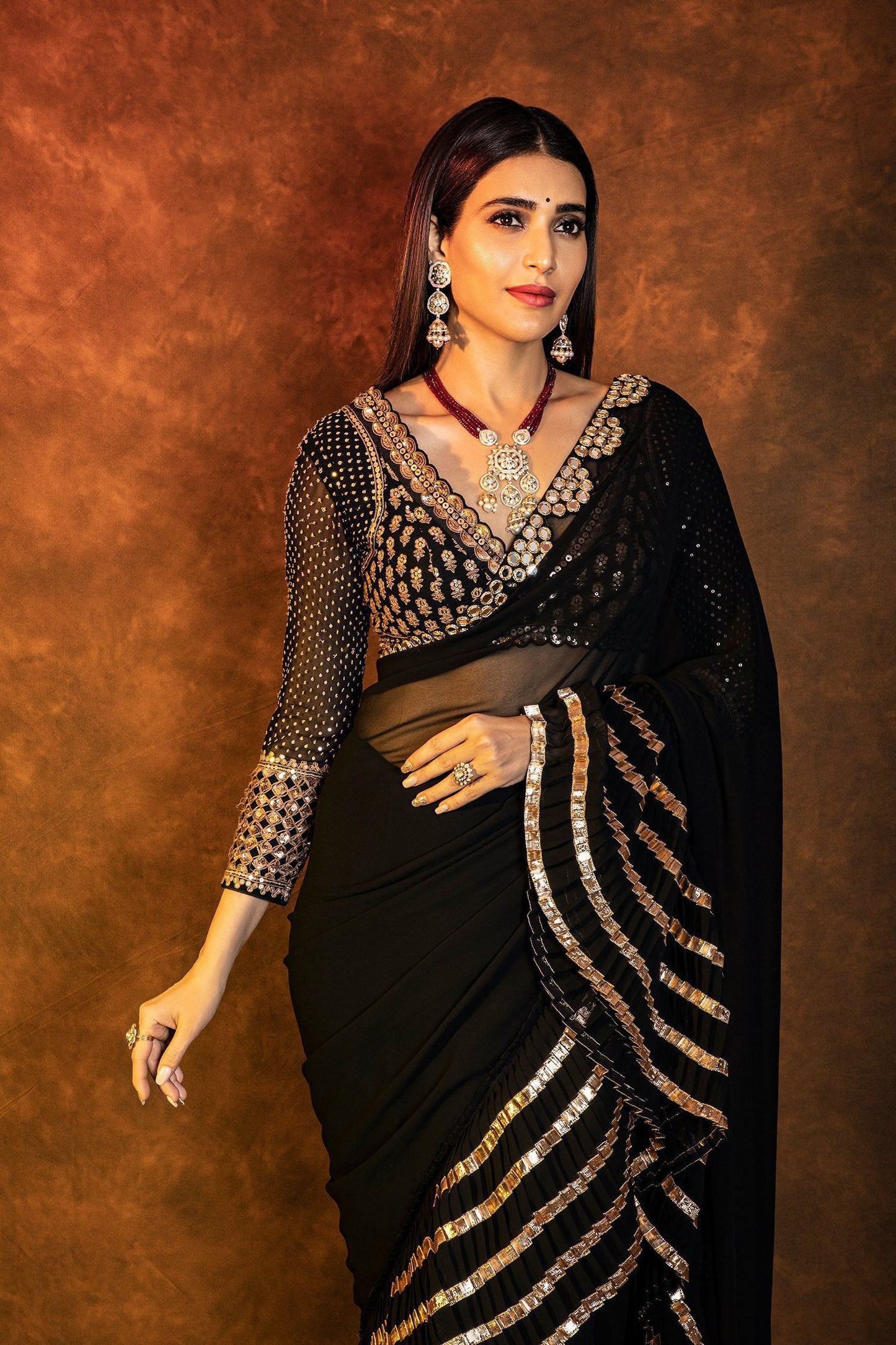 Black Ruffle Saree