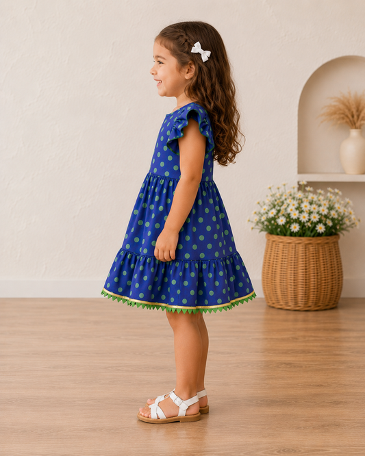 Blue polka dot dress