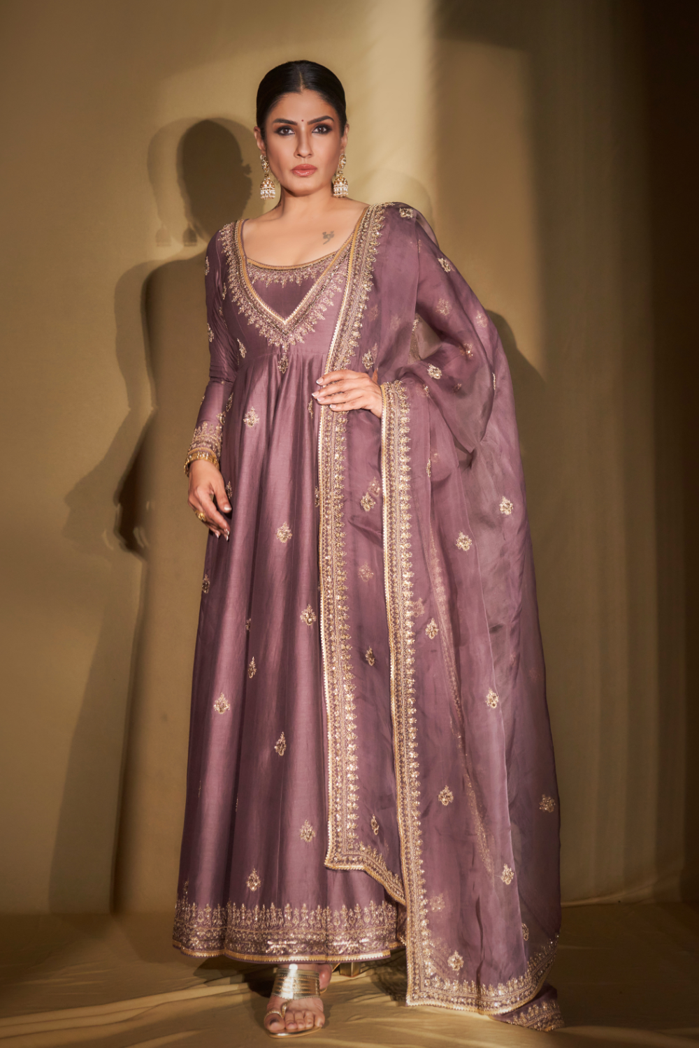 Raveena Tandon in Saira Anarkali Set