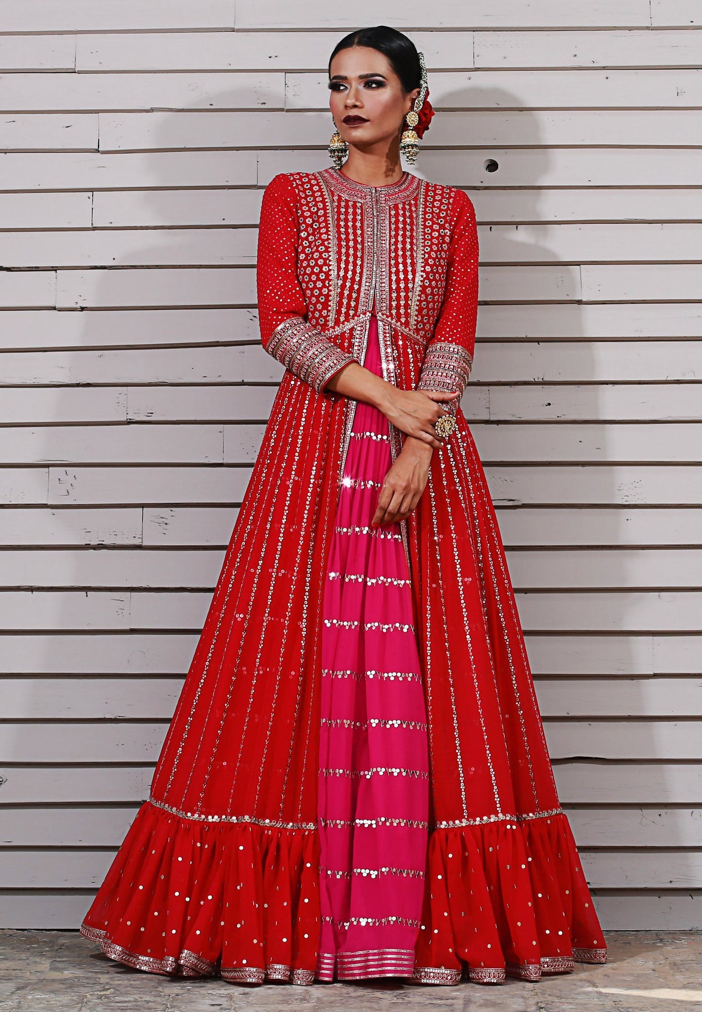 Red Jacket Anarkali
