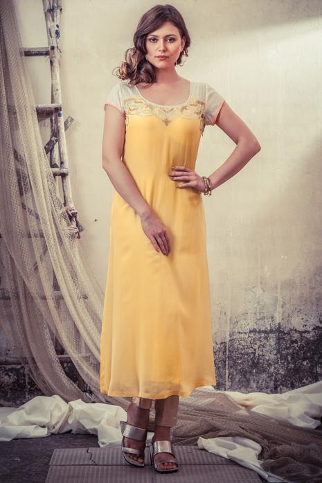 Tunic Ochre Off white