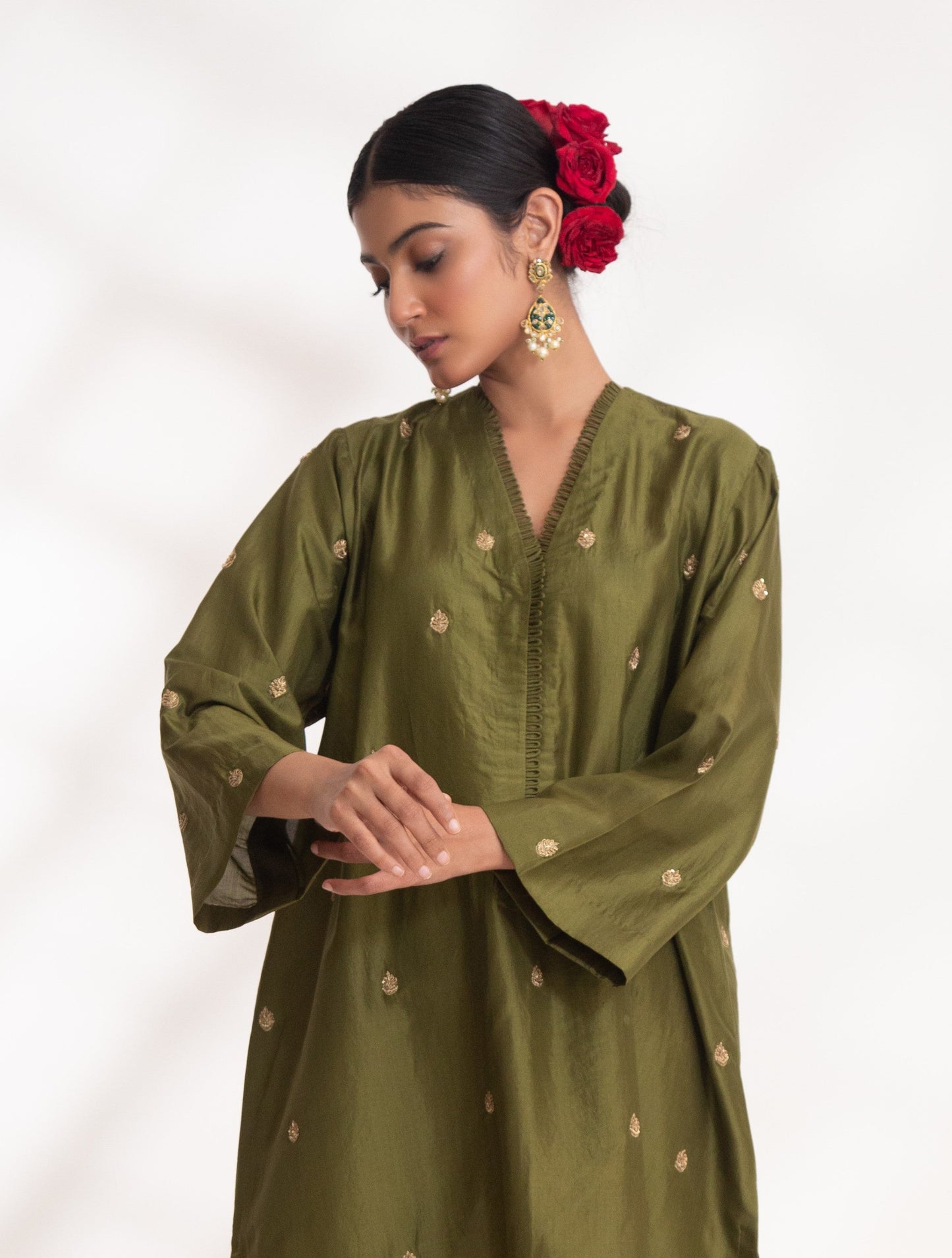 Ojal Kurta Set Henna Green