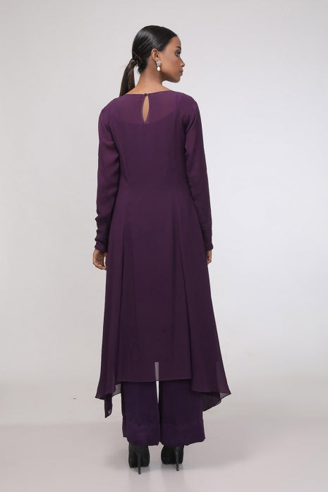 Isabel Tunic Set Eggplant and Ivory