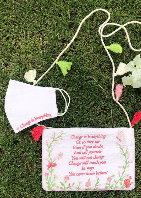Change is Everything Mask & Sling Bag - PINK (Set of 2) Off white