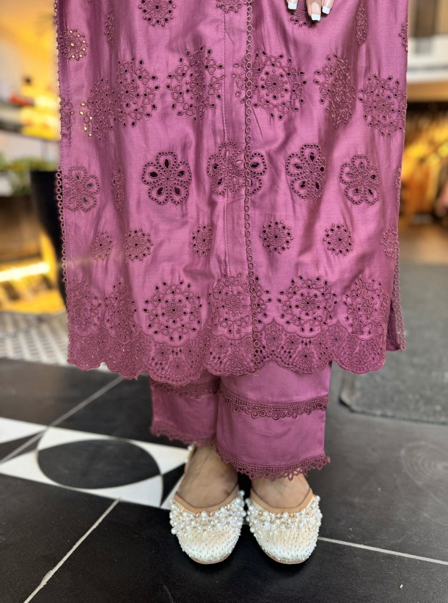 Harriet Pima Satin Grape Long shirt co-ord set