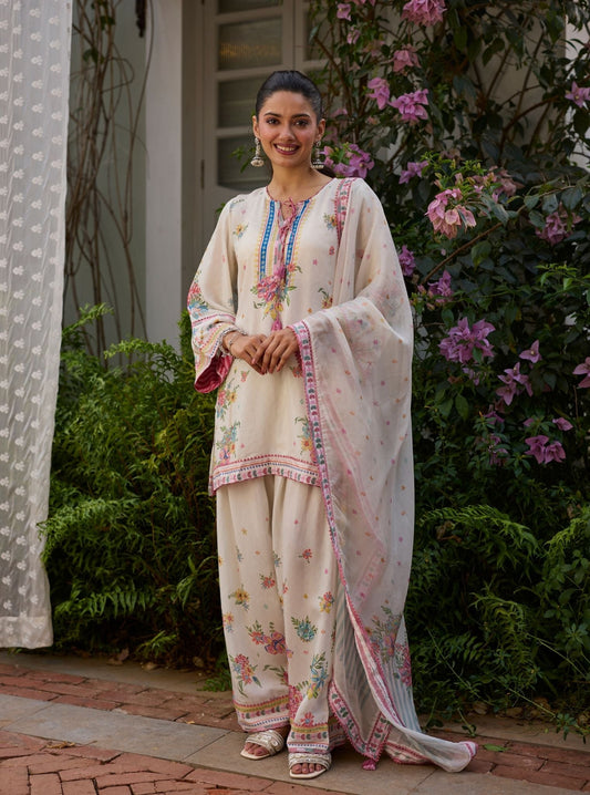 Enaara Lawn Off White Kurta Set