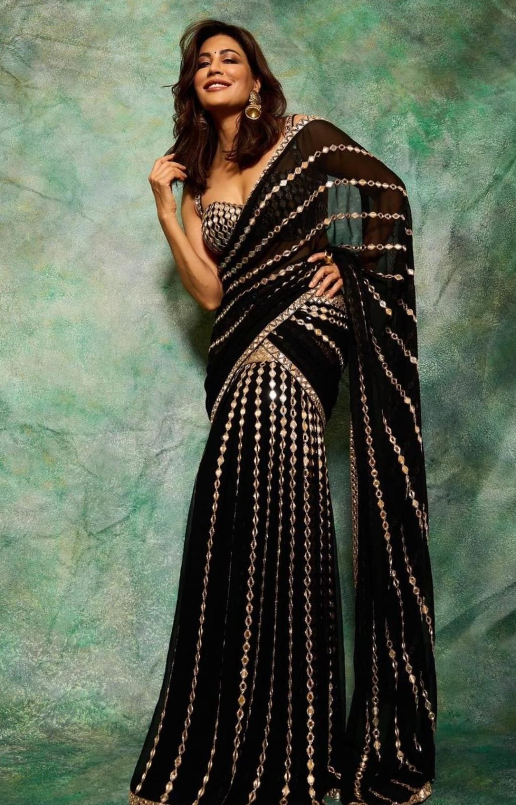 CHITRANGDA SINGH In Black Pre Draped Saree Set