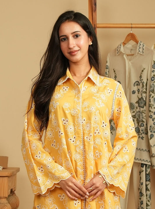 Verena Lawn Mustard Shirt & Pant Set