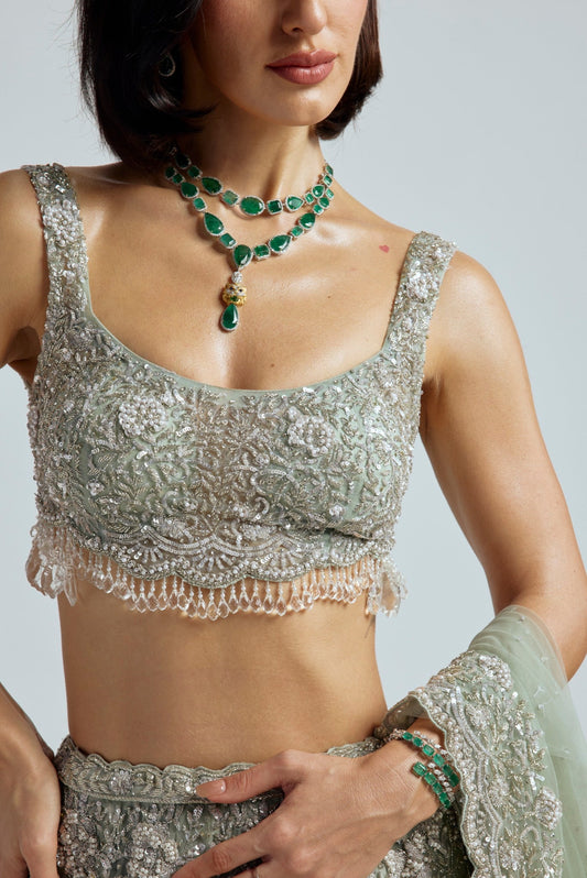 Hoor Powder Blue Lehenga - view 2