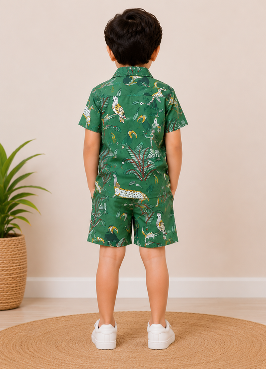 Green jungle printed cordset