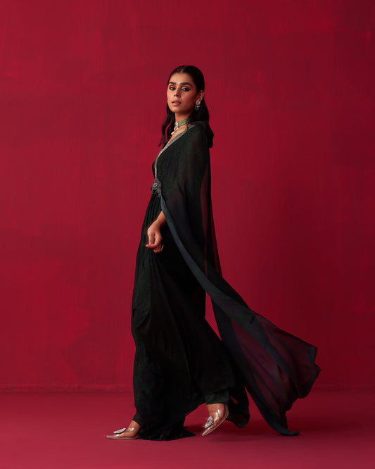 Glitch Gold Blue Georgette Kaftan