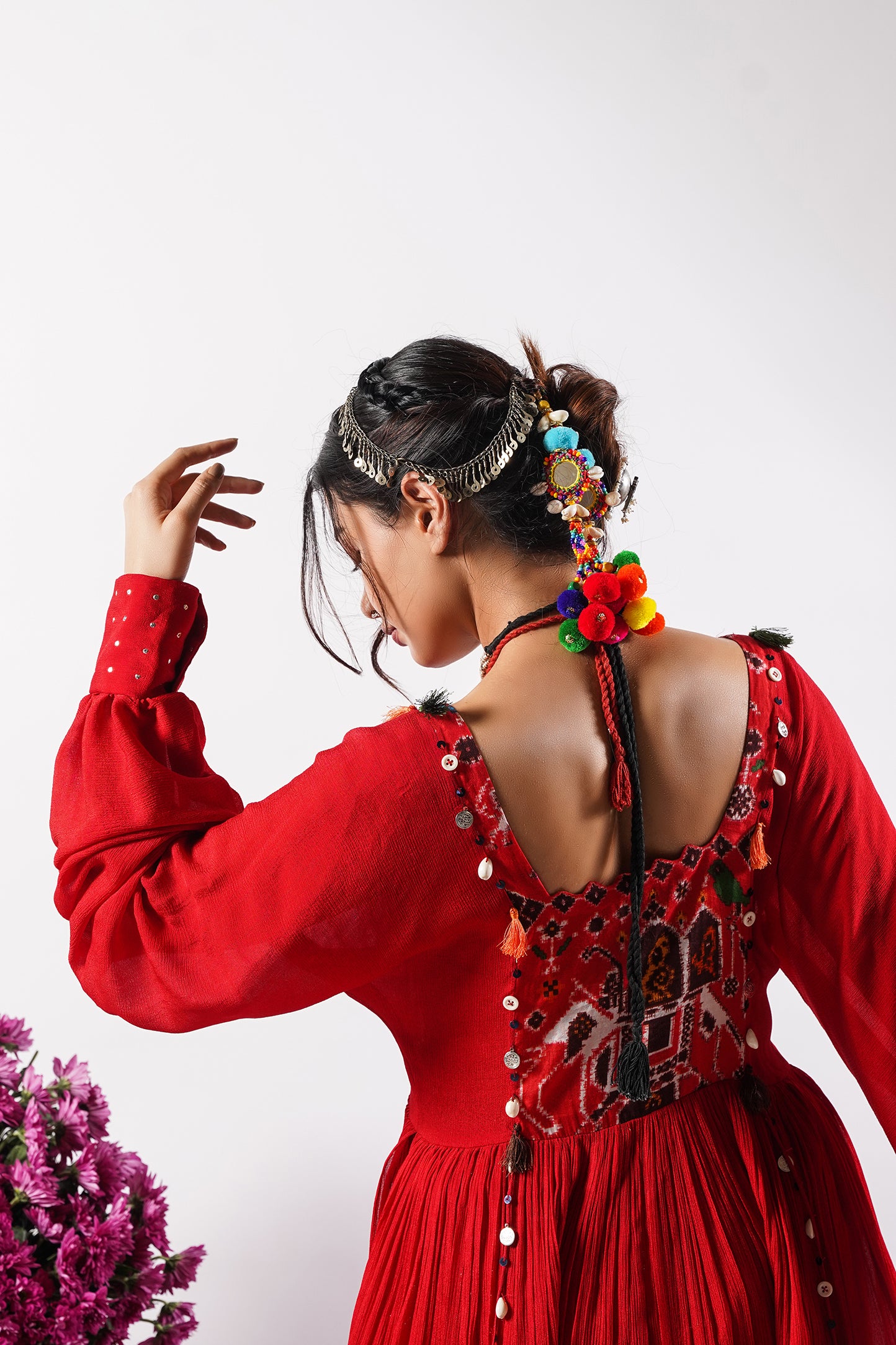 Aashna- Fiery Red Chanderi Patola Co-Ord Set