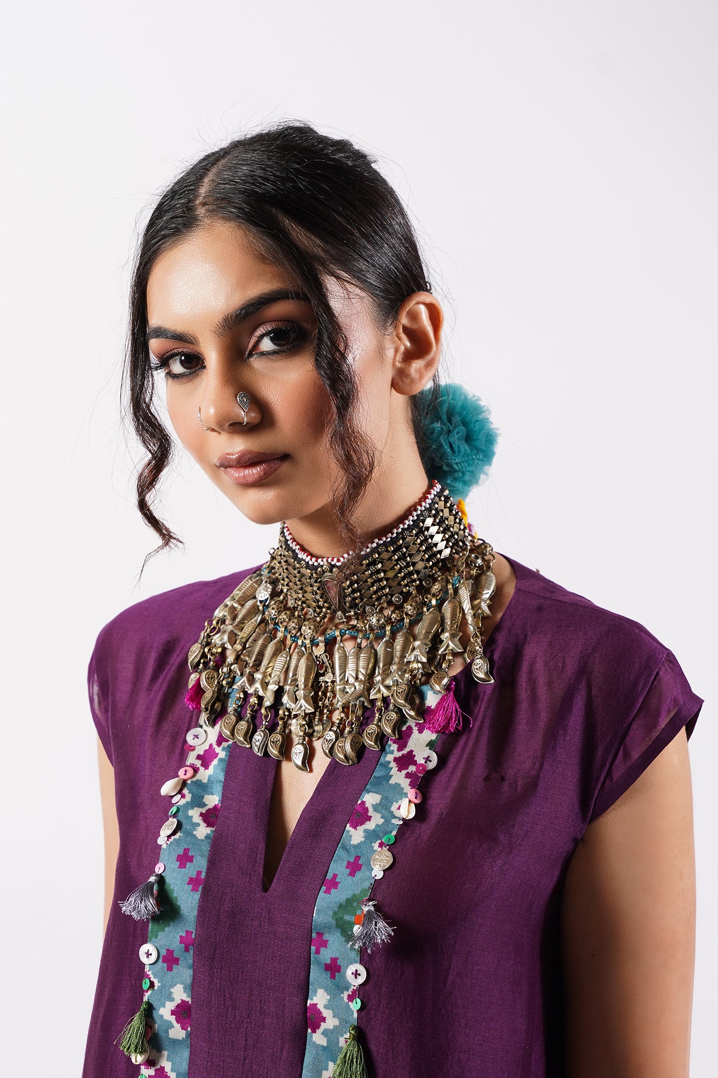 Aashna Regal Purple Chanderi Kurti Set