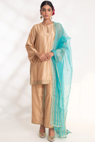Aavya Beige Short Bangalore Silk Kurta Set