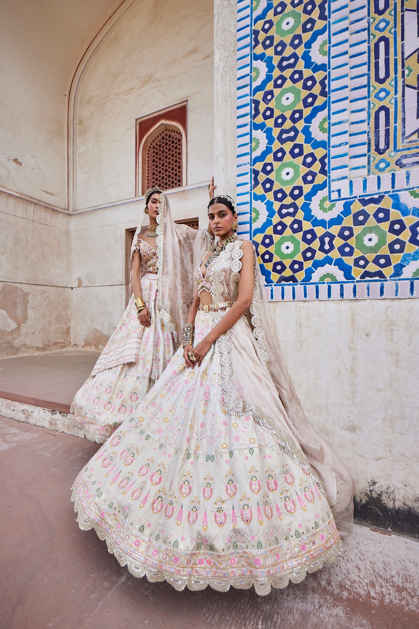 Women's Ivory Chanderi Banarasi Woven Lehenga