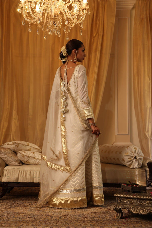 Ivory Chanderi Silk Anarkali Set