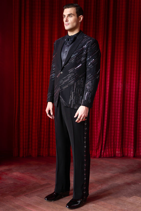 Aurora Noir Embroidered Tuxedo Set