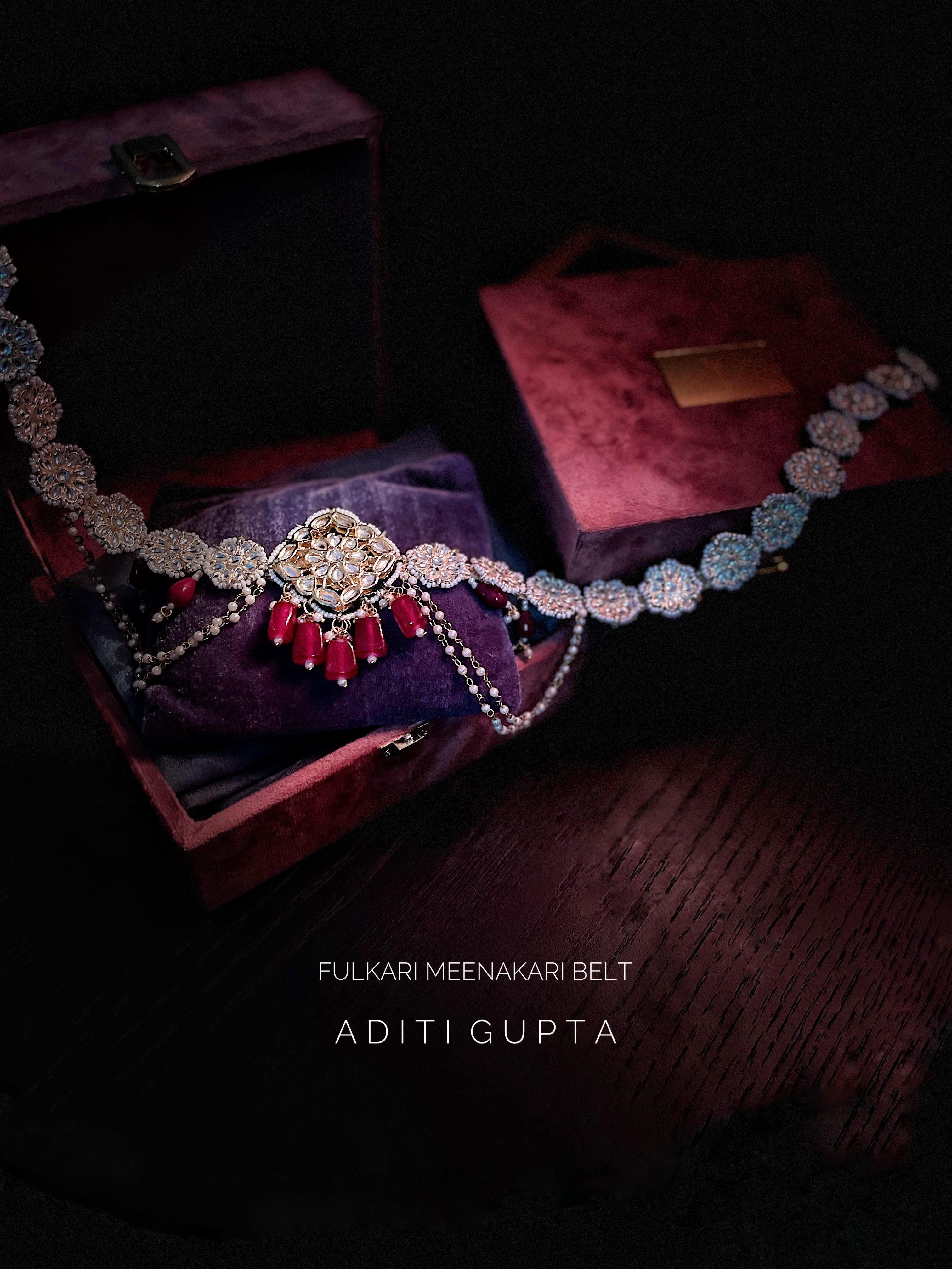 Women's Designer Red and Silver Cocktail Belt