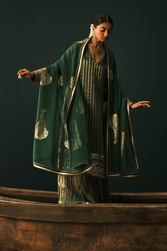 Green Kera Palm Anarkali Set