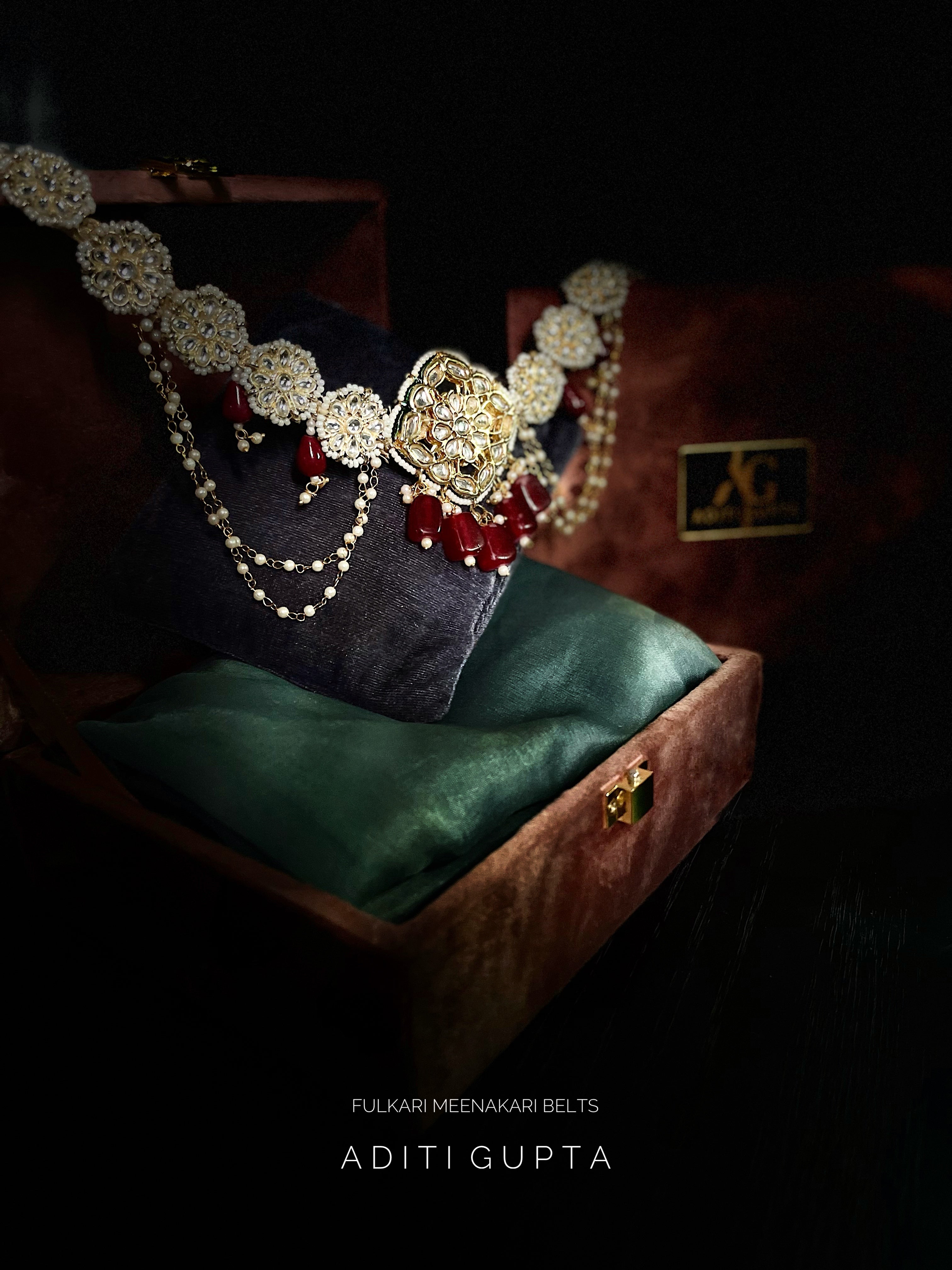 Women's Designer Red and Silver Cocktail Belt